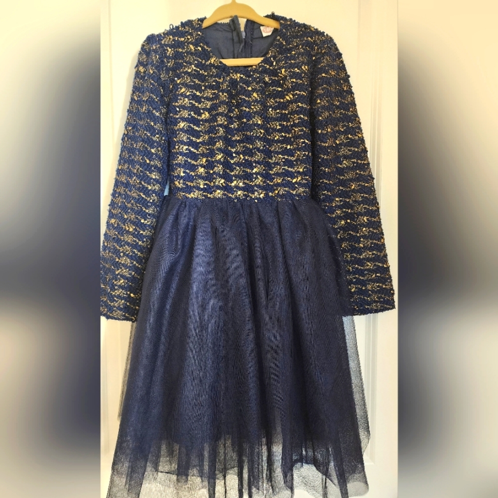 Unknown Brand Girl's Navy Tulle Dress, Size 140